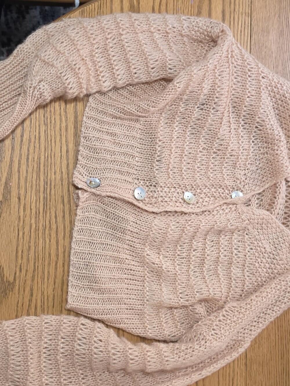 Pink Lily Blush Button-Trim Knit Shrug